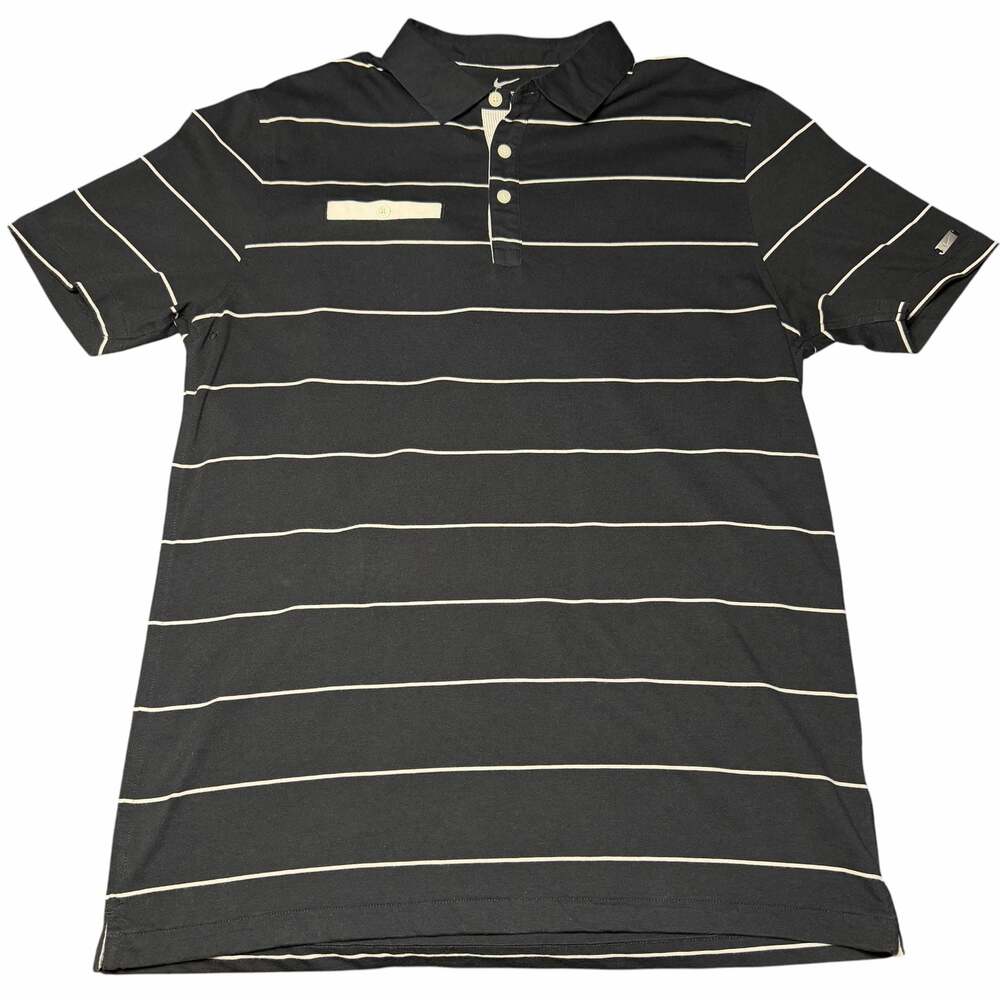 Nike Dri-Fit Men's Black and White Striped Short Sleeve Golf Polo Shirt Size M